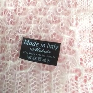 Made in ITALY Pure Snowy White Mohair Lace Hand Knit Coverup NWT